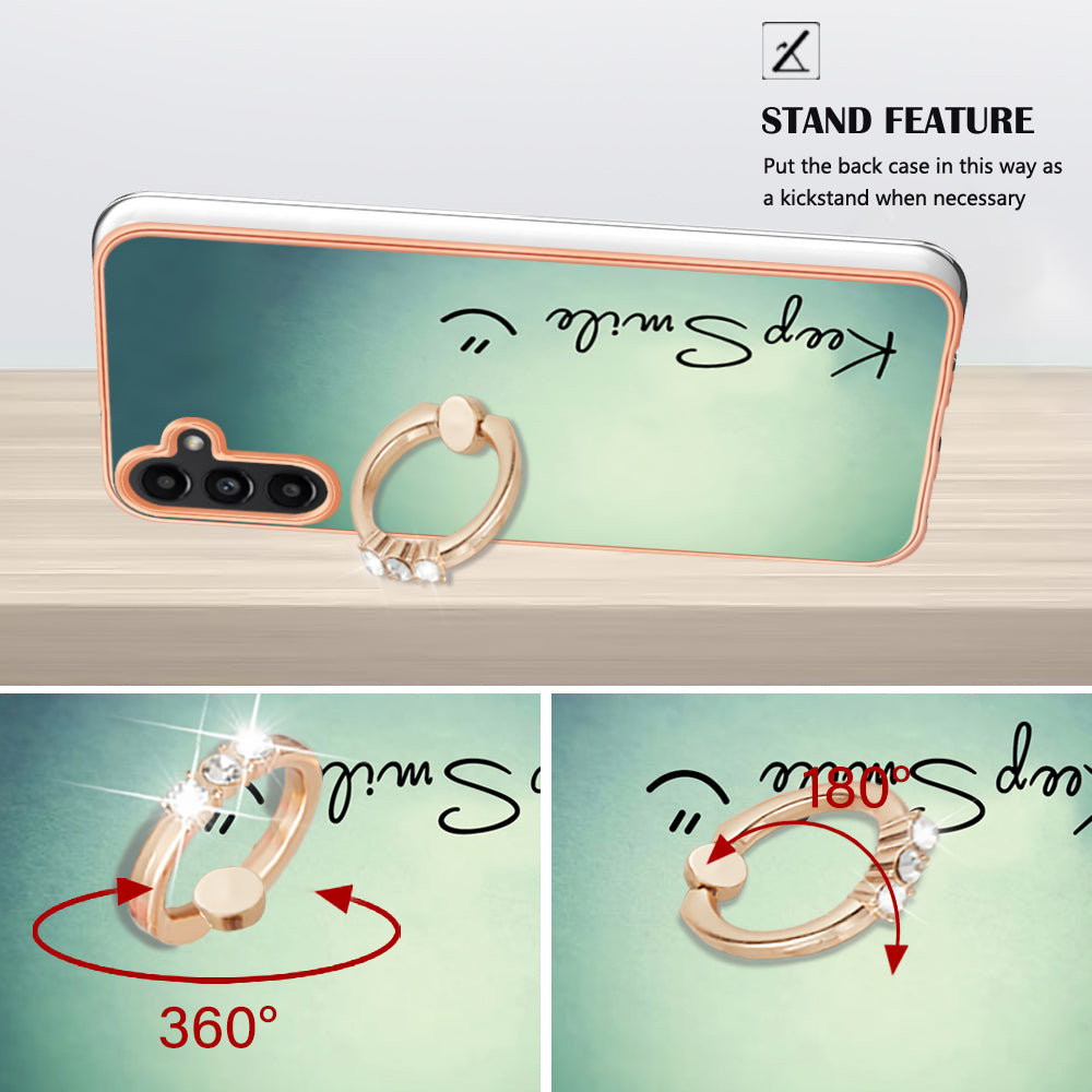 YB IMD Series-20 Style D for Samsung Galaxy A35 5G Kickstand Case 2.0mm Slim TPU Phone Cover - Keep Smile YB IMD Series-20 Style D for Samsung Galaxy A35 5G Kickstand Case 2.0mm Slim TPU Phone Cover - Keep Smile